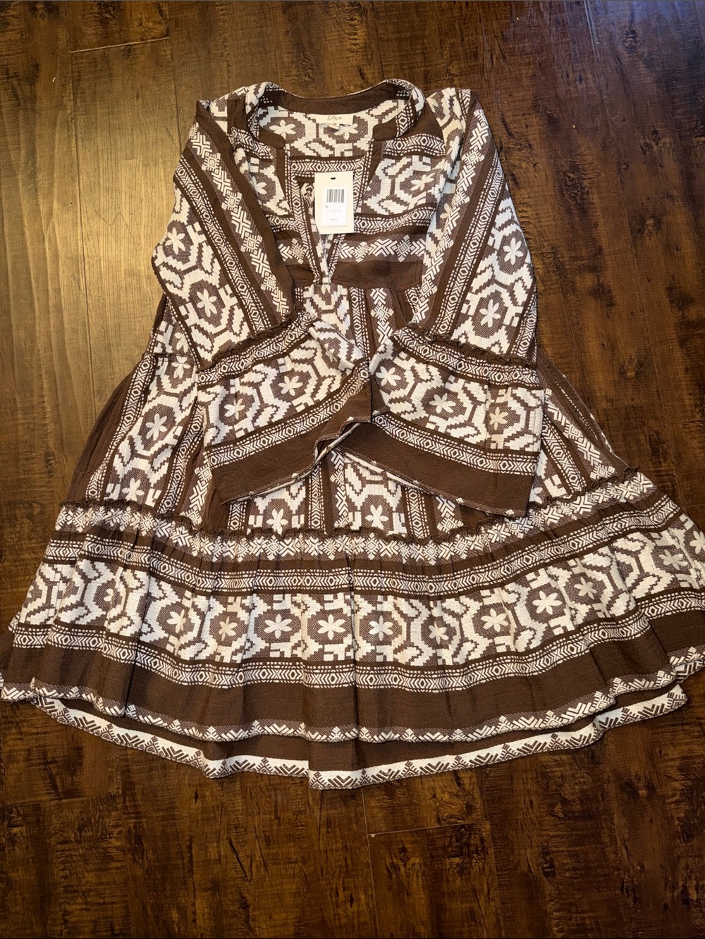 Nordstrom Brown and White Geometric dress